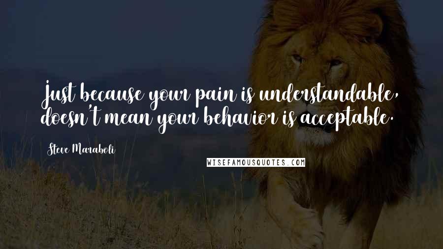 Steve Maraboli Quotes: Just because your pain is understandable, doesn't mean your behavior is acceptable.