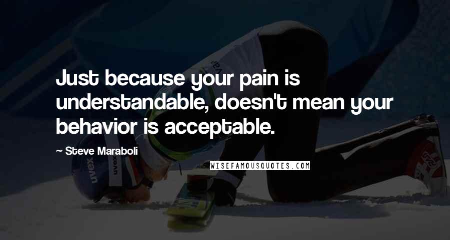 Steve Maraboli Quotes: Just because your pain is understandable, doesn't mean your behavior is acceptable.