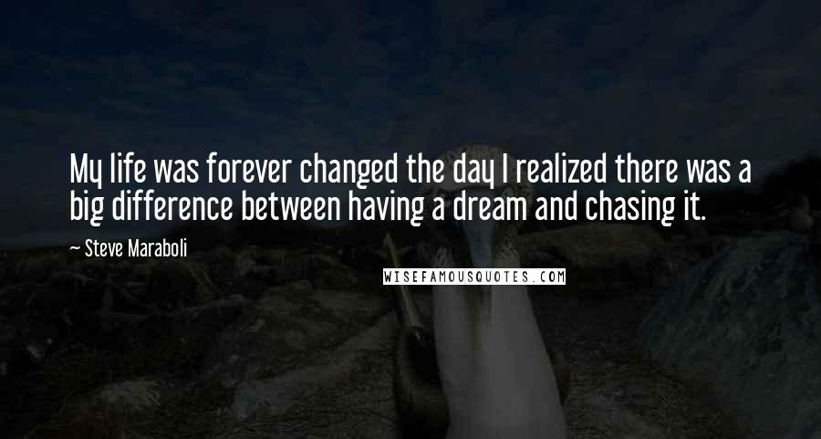 Steve Maraboli Quotes: My life was forever changed the day I realized there was a big difference between having a dream and chasing it.