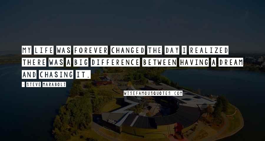 Steve Maraboli Quotes: My life was forever changed the day I realized there was a big difference between having a dream and chasing it.