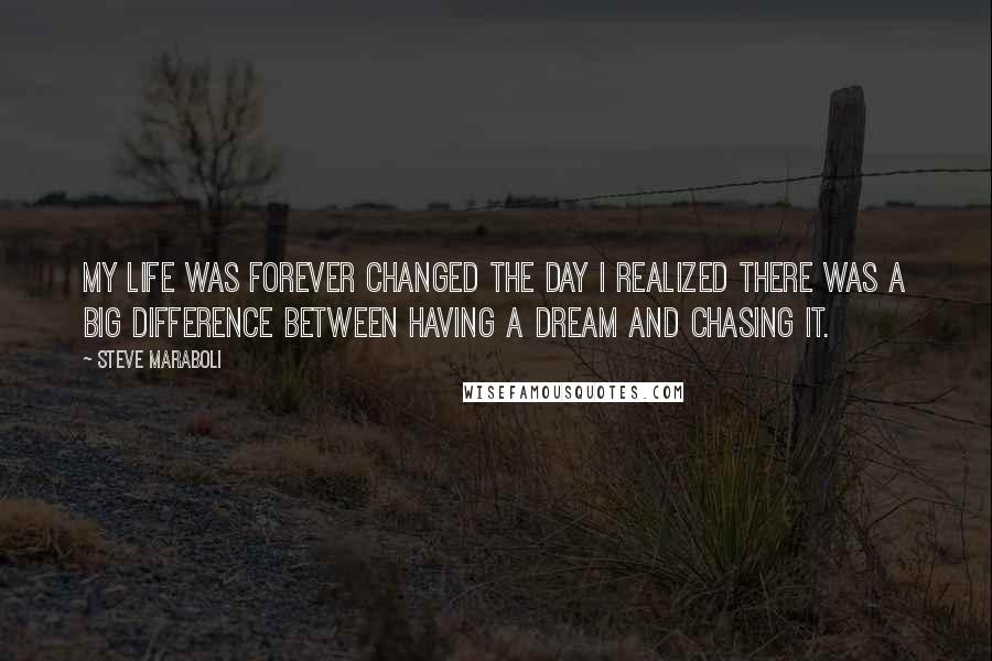 Steve Maraboli Quotes: My life was forever changed the day I realized there was a big difference between having a dream and chasing it.