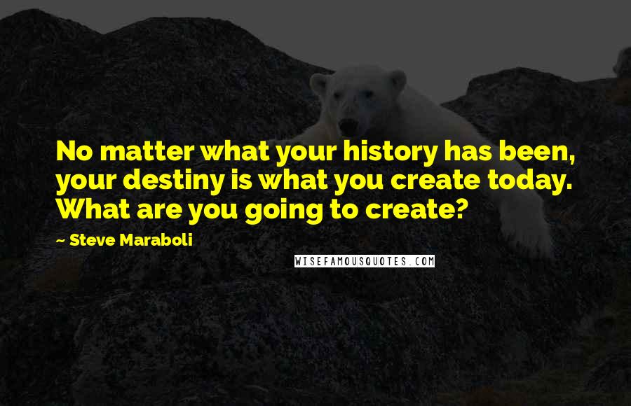 Steve Maraboli Quotes: No matter what your history has been, your destiny is what you create today. What are you going to create?