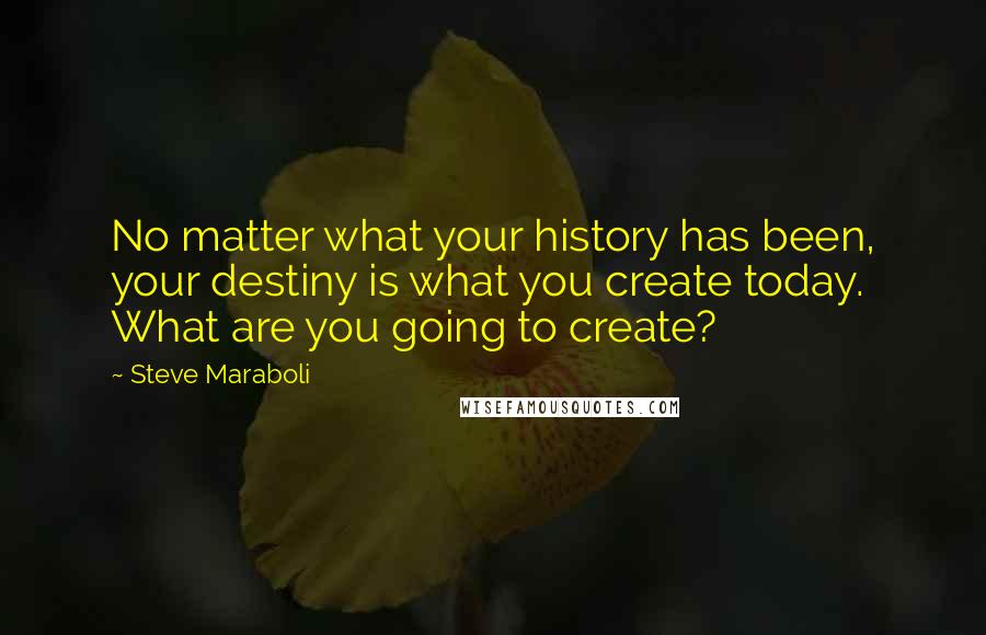 Steve Maraboli Quotes: No matter what your history has been, your destiny is what you create today. What are you going to create?