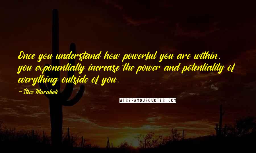 Steve Maraboli Quotes: Once you understand how powerful you are within, you exponentially increase the power and potentiality of everything outside of you.