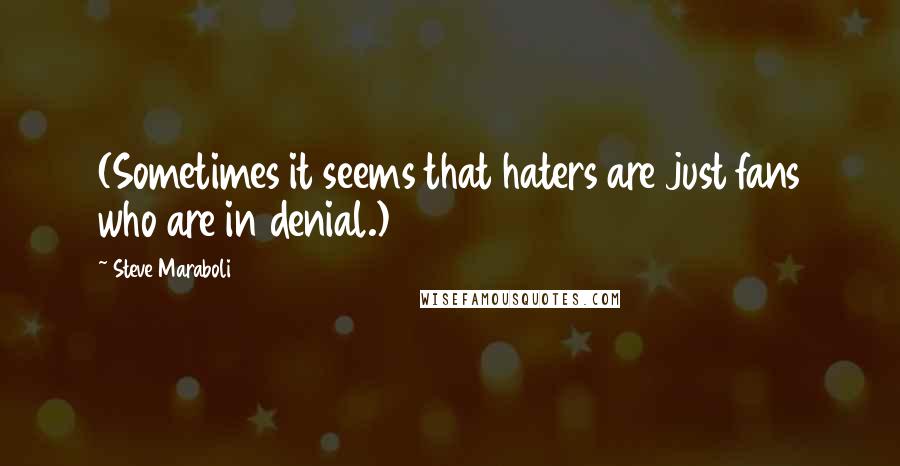Steve Maraboli Quotes: (Sometimes it seems that haters are just fans who are in denial.)