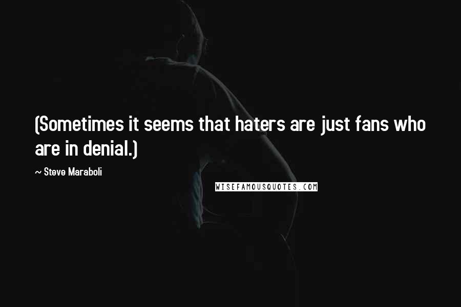 Steve Maraboli Quotes: (Sometimes it seems that haters are just fans who are in denial.)