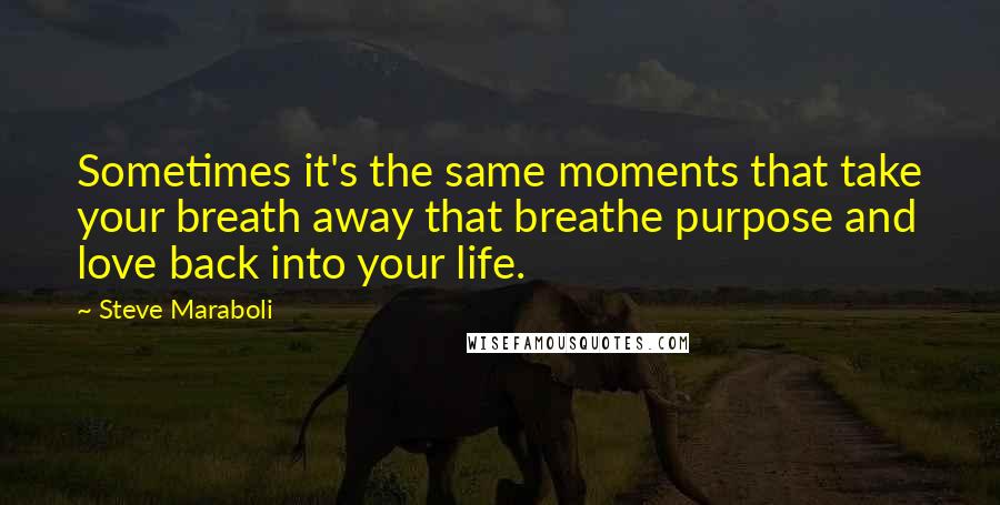 Steve Maraboli Quotes: Sometimes it's the same moments that take your breath away that breathe purpose and love back into your life.