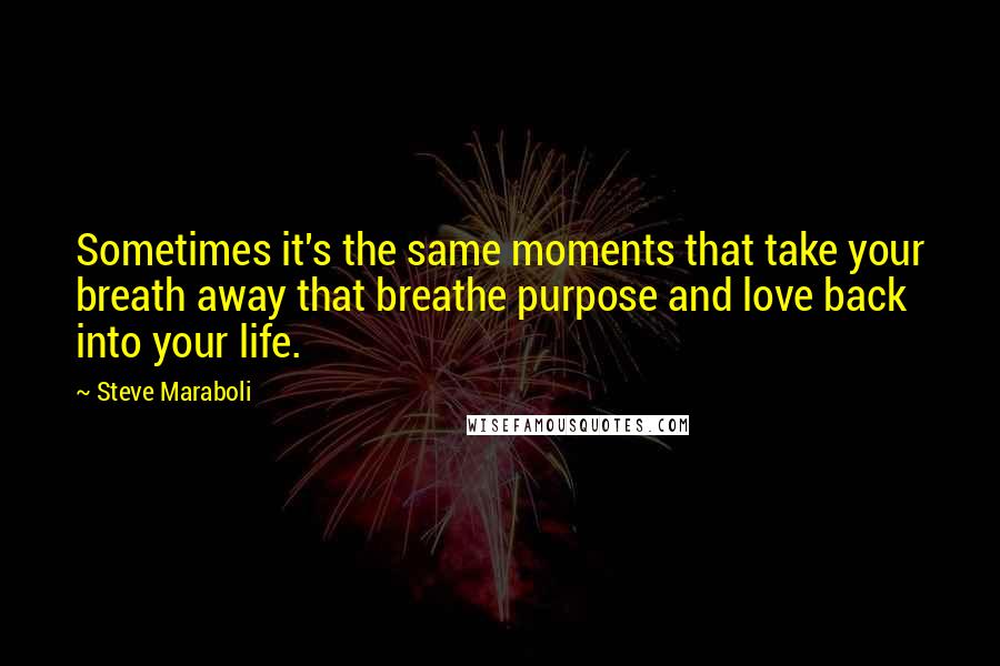 Steve Maraboli Quotes: Sometimes it's the same moments that take your breath away that breathe purpose and love back into your life.