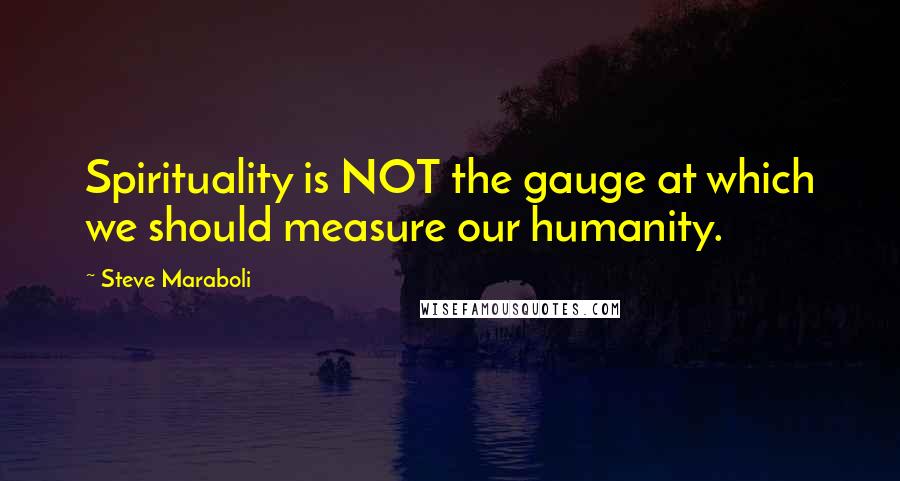 Steve Maraboli Quotes: Spirituality is NOT the gauge at which we should measure our humanity.