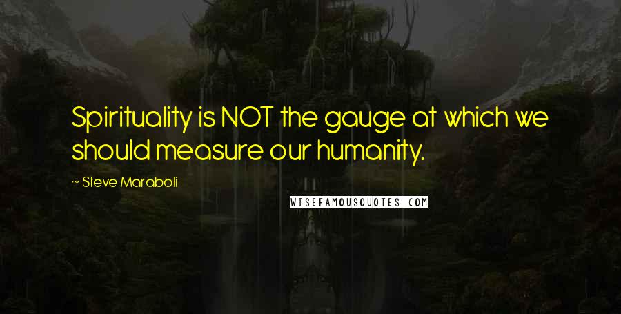 Steve Maraboli Quotes: Spirituality is NOT the gauge at which we should measure our humanity.