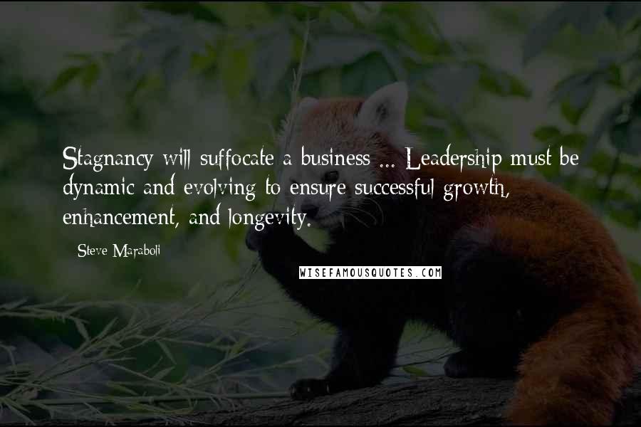 Steve Maraboli Quotes: Stagnancy will suffocate a business ... Leadership must be dynamic and evolving to ensure successful growth, enhancement, and longevity.