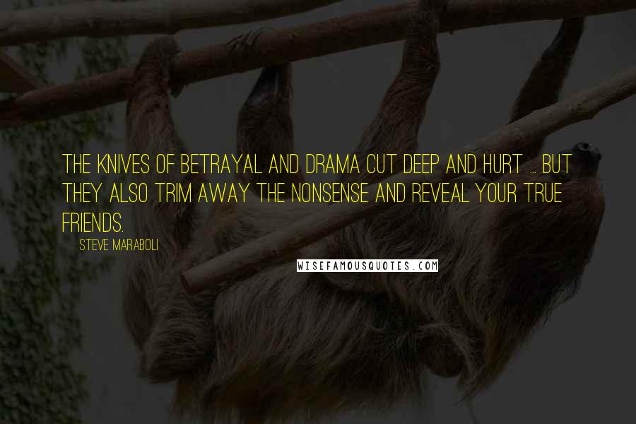 Steve Maraboli Quotes: The knives of betrayal and drama cut deep and hurt ... but they also trim away the nonsense and reveal your true friends.