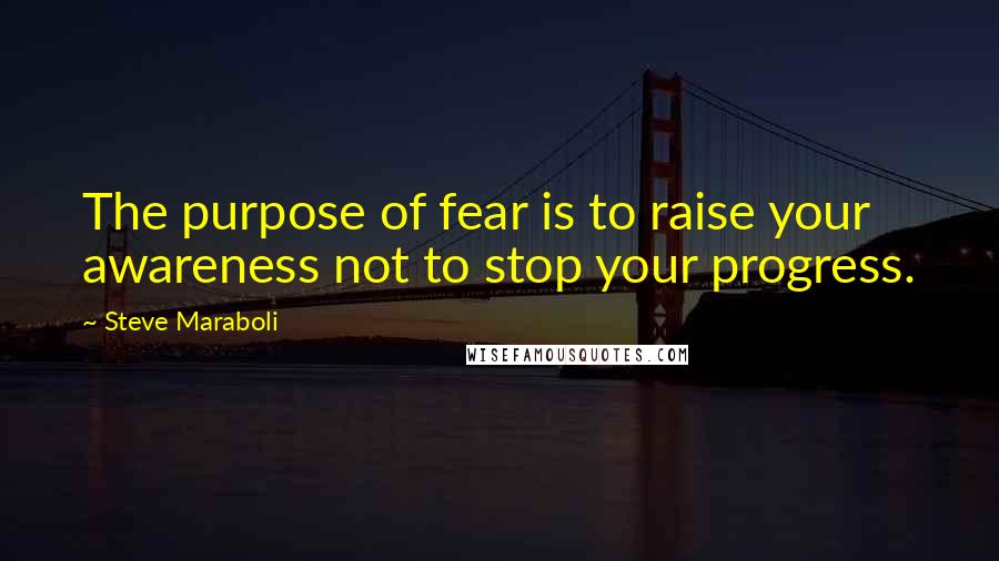 Steve Maraboli Quotes: The purpose of fear is to raise your awareness not to stop your progress.