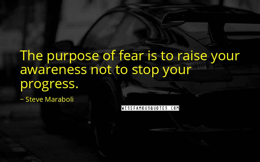 Steve Maraboli Quotes: The purpose of fear is to raise your awareness not to stop your progress.