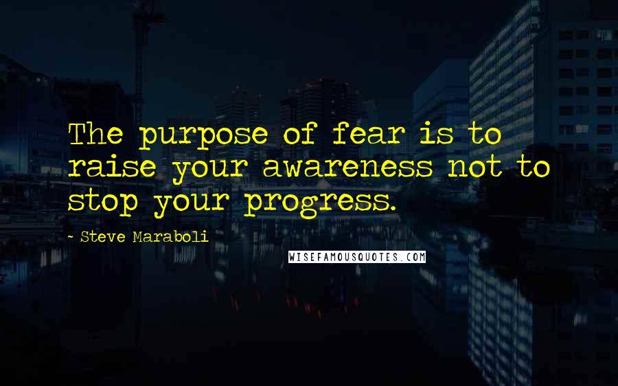 Steve Maraboli Quotes: The purpose of fear is to raise your awareness not to stop your progress.