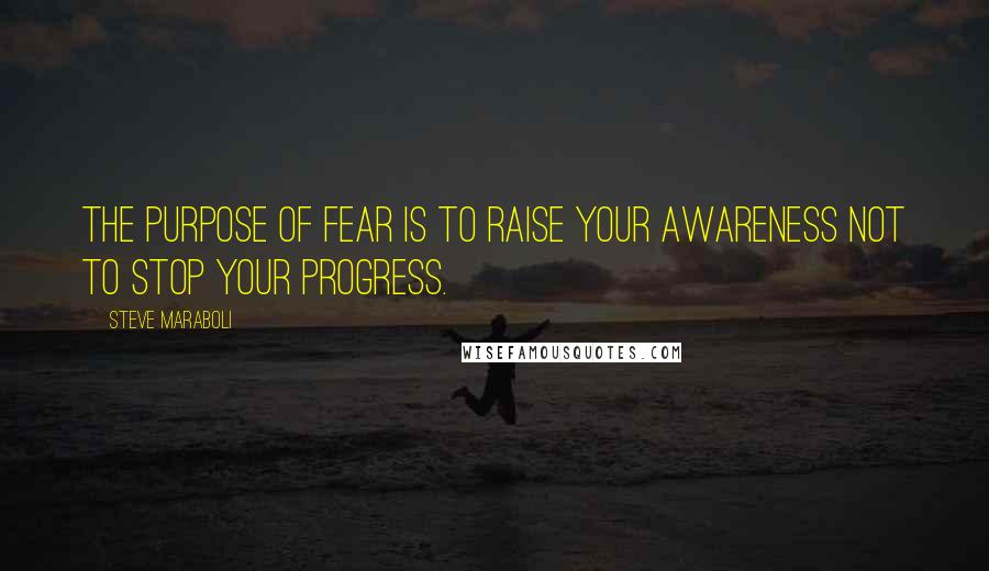 Steve Maraboli Quotes: The purpose of fear is to raise your awareness not to stop your progress.