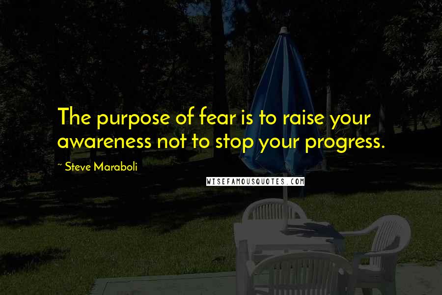 Steve Maraboli Quotes: The purpose of fear is to raise your awareness not to stop your progress.