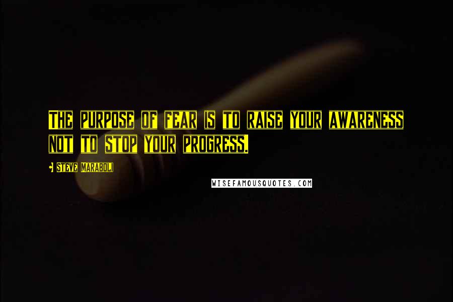 Steve Maraboli Quotes: The purpose of fear is to raise your awareness not to stop your progress.