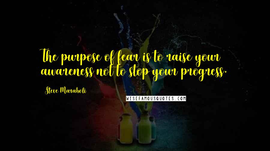 Steve Maraboli Quotes: The purpose of fear is to raise your awareness not to stop your progress.