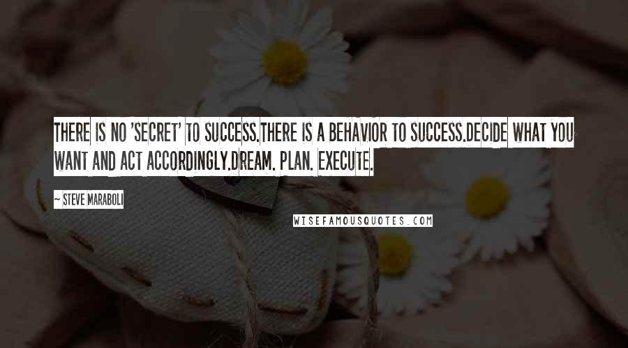 Steve Maraboli Quotes: There is no 'secret' to success.There is a BEHAVIOR to success.Decide what you want and act accordingly.Dream. Plan. Execute.