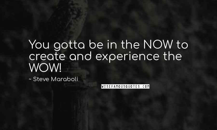 Steve Maraboli Quotes: You gotta be in the NOW to create and experience the WOW!