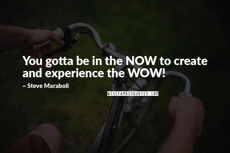 Steve Maraboli Quotes: You gotta be in the NOW to create and experience the WOW!