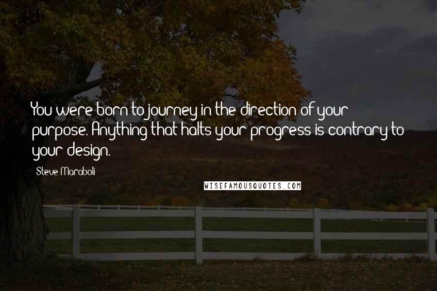 Steve Maraboli Quotes: You were born to journey in the direction of your purpose. Anything that halts your progress is contrary to your design.