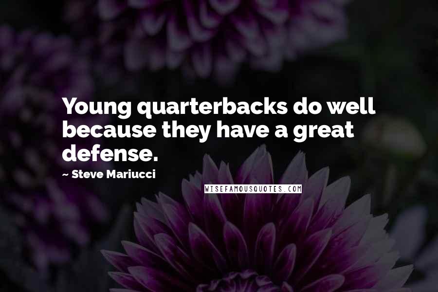 Steve Mariucci Quotes: Young quarterbacks do well because they have a great defense.