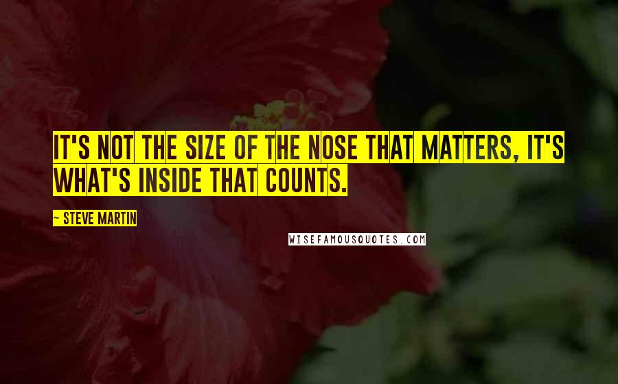 Steve Martin Quotes: It's not the size of the nose that matters, it's what's inside that counts.