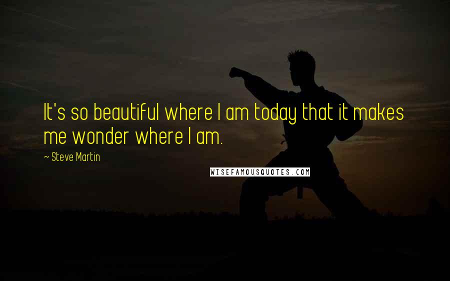 Steve Martin Quotes: It's so beautiful where I am today that it makes me wonder where I am.