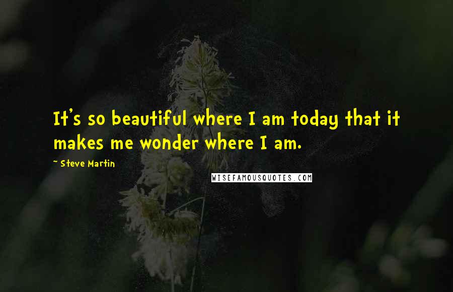 Steve Martin Quotes: It's so beautiful where I am today that it makes me wonder where I am.