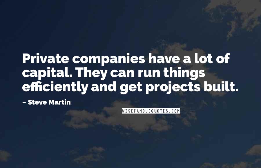 Steve Martin Quotes: Private companies have a lot of capital. They can run things efficiently and get projects built.