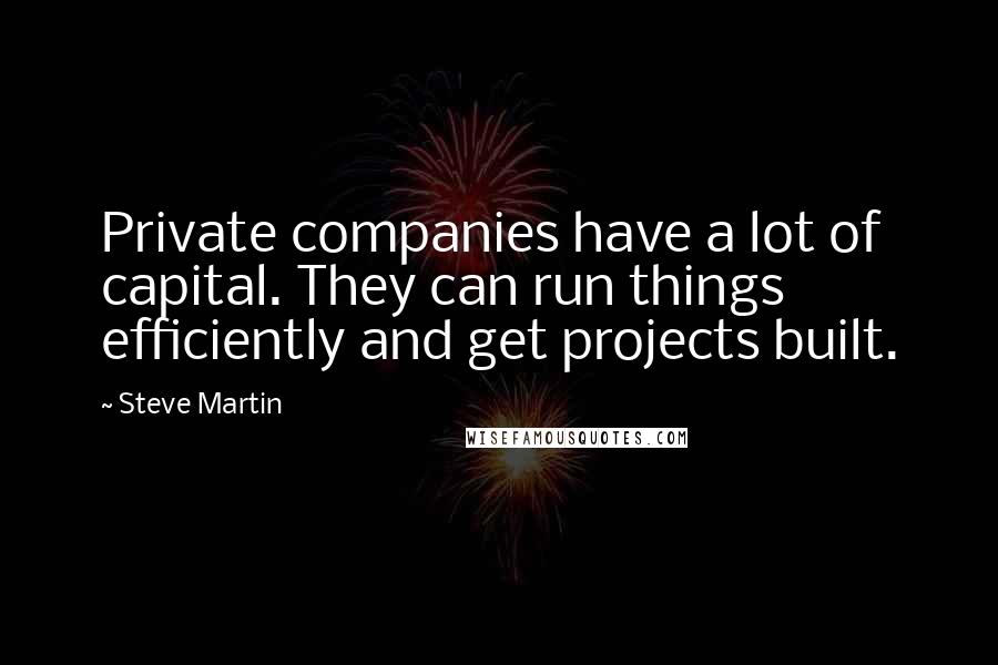 Steve Martin Quotes: Private companies have a lot of capital. They can run things efficiently and get projects built.