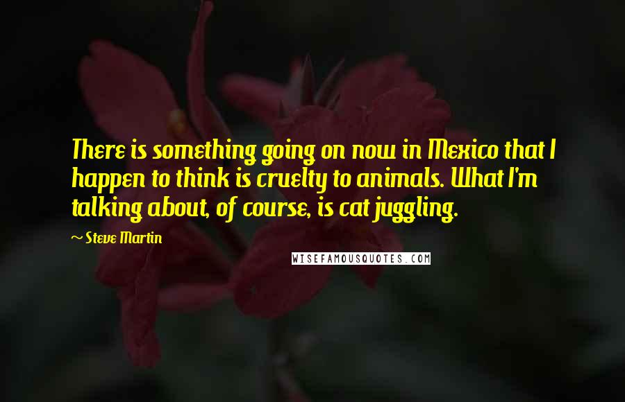 Steve Martin Quotes: There is something going on now in Mexico that I happen to think is cruelty to animals. What I'm talking about, of course, is cat juggling.