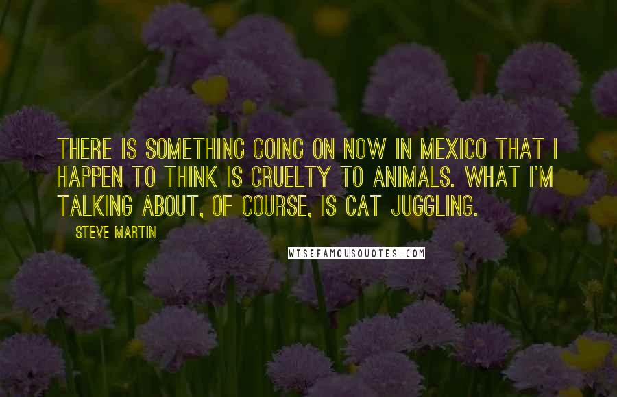 Steve Martin Quotes: There is something going on now in Mexico that I happen to think is cruelty to animals. What I'm talking about, of course, is cat juggling.