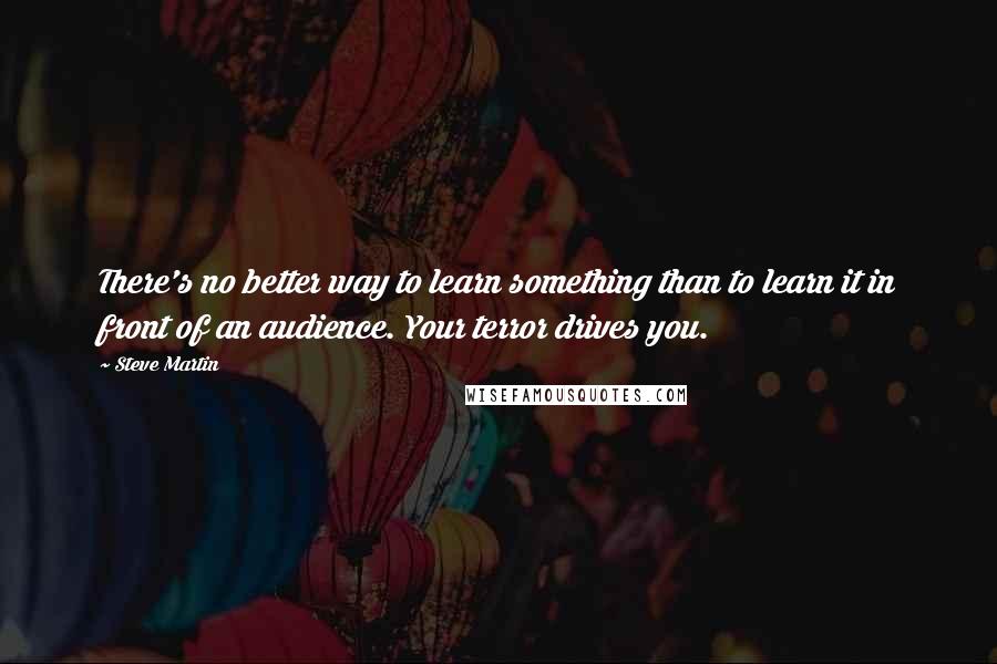 Steve Martin Quotes: There's no better way to learn something than to learn it in front of an audience. Your terror drives you.