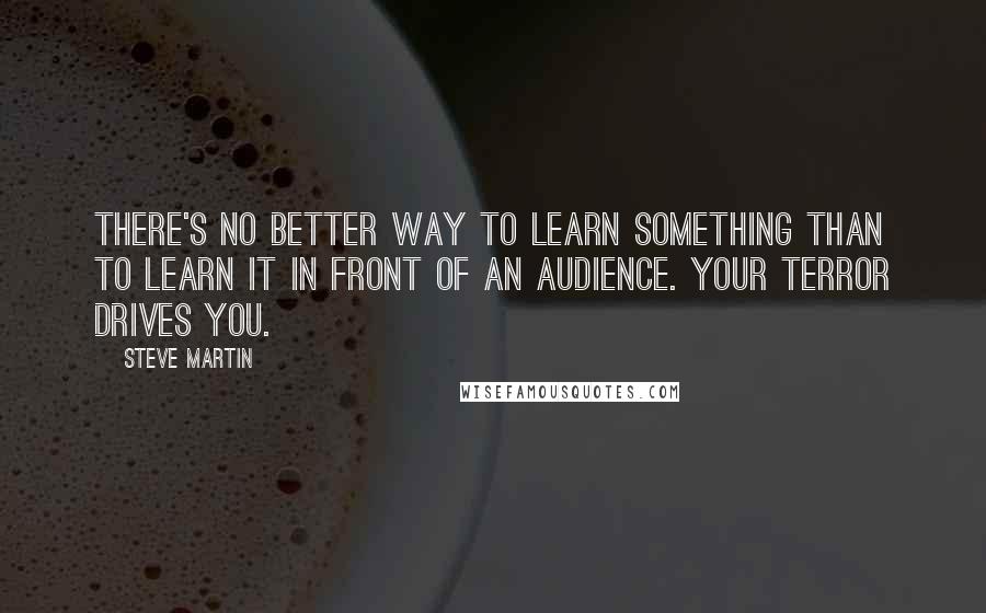 Steve Martin Quotes: There's no better way to learn something than to learn it in front of an audience. Your terror drives you.