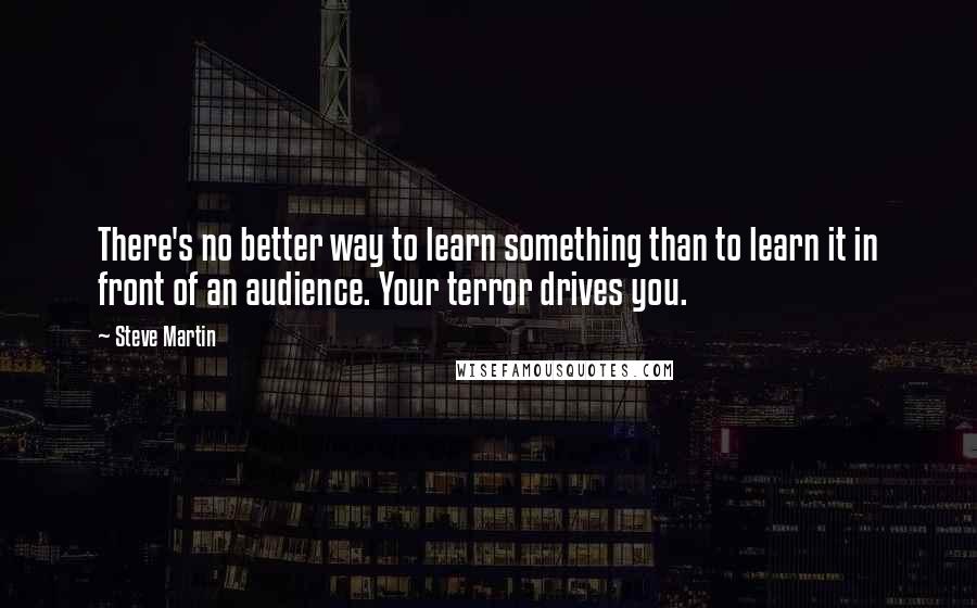 Steve Martin Quotes: There's no better way to learn something than to learn it in front of an audience. Your terror drives you.