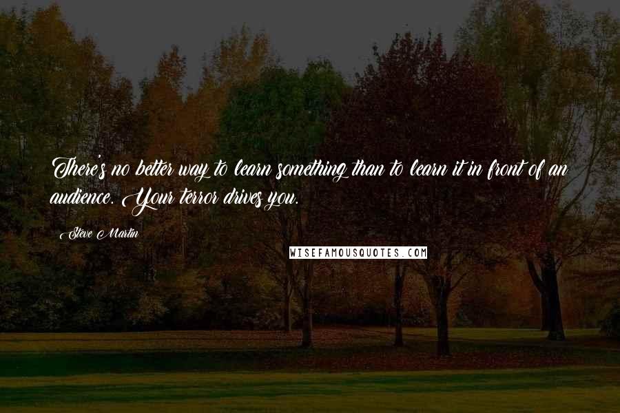 Steve Martin Quotes: There's no better way to learn something than to learn it in front of an audience. Your terror drives you.