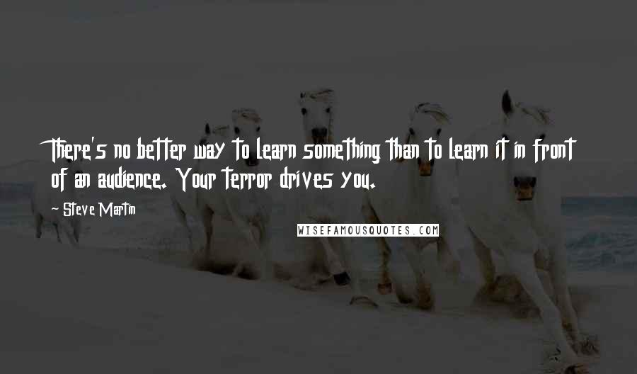 Steve Martin Quotes: There's no better way to learn something than to learn it in front of an audience. Your terror drives you.