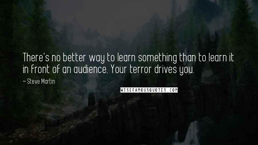 Steve Martin Quotes: There's no better way to learn something than to learn it in front of an audience. Your terror drives you.