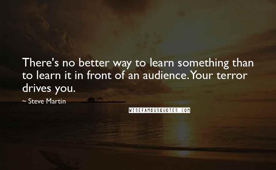 Steve Martin Quotes: There's no better way to learn something than to learn it in front of an audience. Your terror drives you.