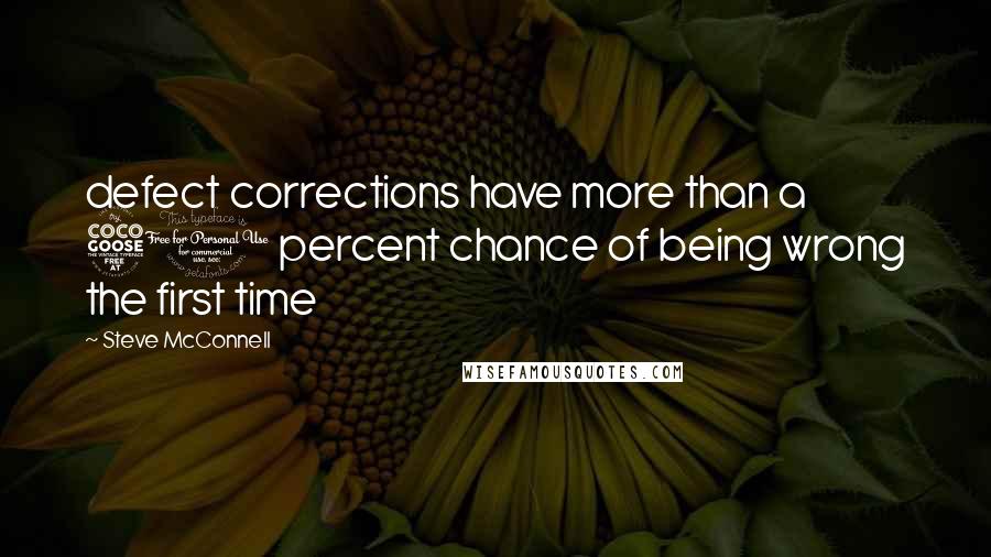 Steve McConnell Quotes: defect corrections have more than a 50 percent chance of being wrong the first time