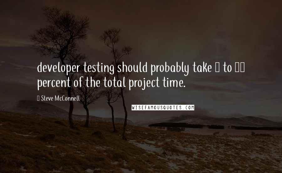 Steve McConnell Quotes: developer testing should probably take 8 to 25 percent of the total project time.