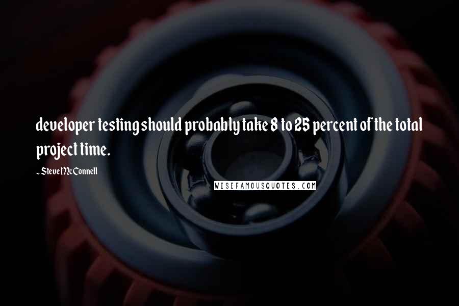 Steve McConnell Quotes: developer testing should probably take 8 to 25 percent of the total project time.