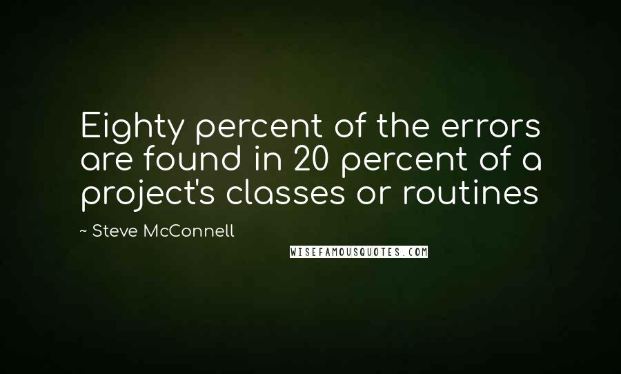 Steve McConnell Quotes: Eighty percent of the errors are found in 20 percent of a project's classes or routines