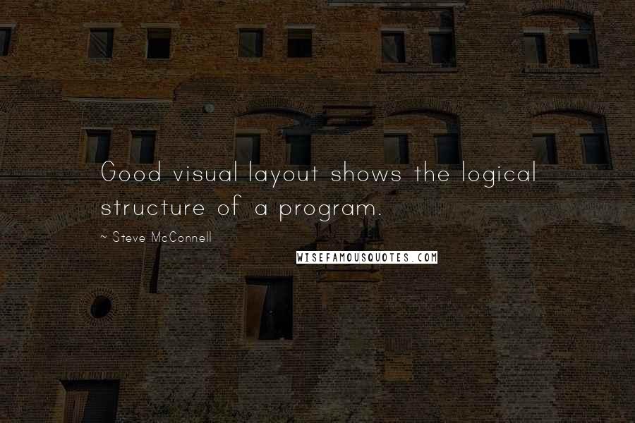 Steve McConnell Quotes: Good visual layout shows the logical structure of a program.