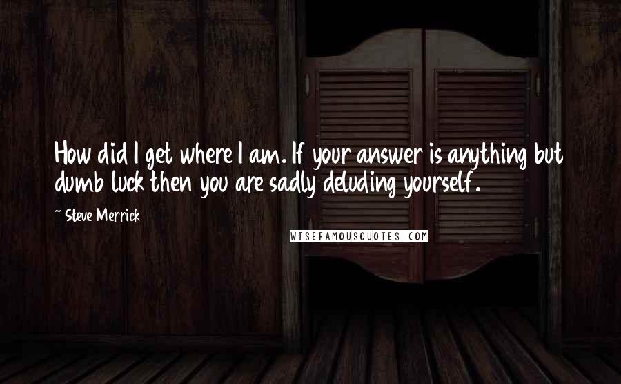 Steve Merrick Quotes: How did I get where I am. If your answer is anything but dumb luck then you are sadly deluding yourself.