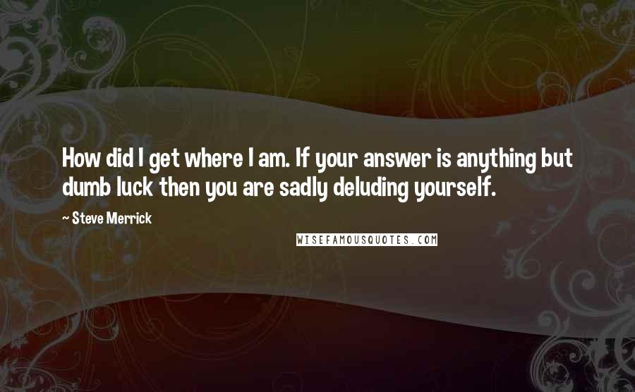 Steve Merrick Quotes: How did I get where I am. If your answer is anything but dumb luck then you are sadly deluding yourself.