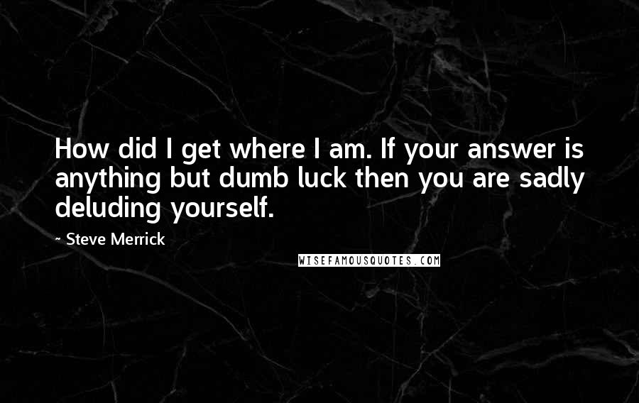 Steve Merrick Quotes: How did I get where I am. If your answer is anything but dumb luck then you are sadly deluding yourself.